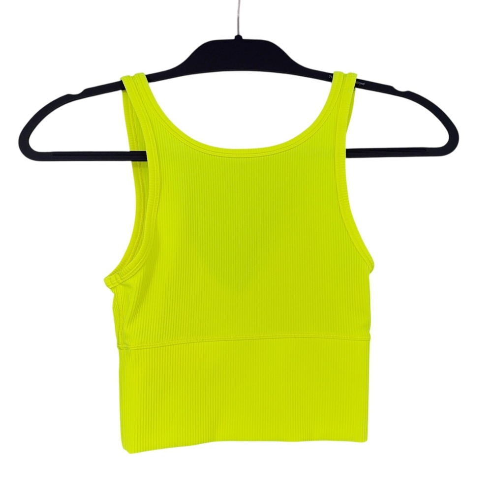 Lululemon Power Pivot Tank Neon Yellow Ribbed Racerback‎ Crop Women's Size 2